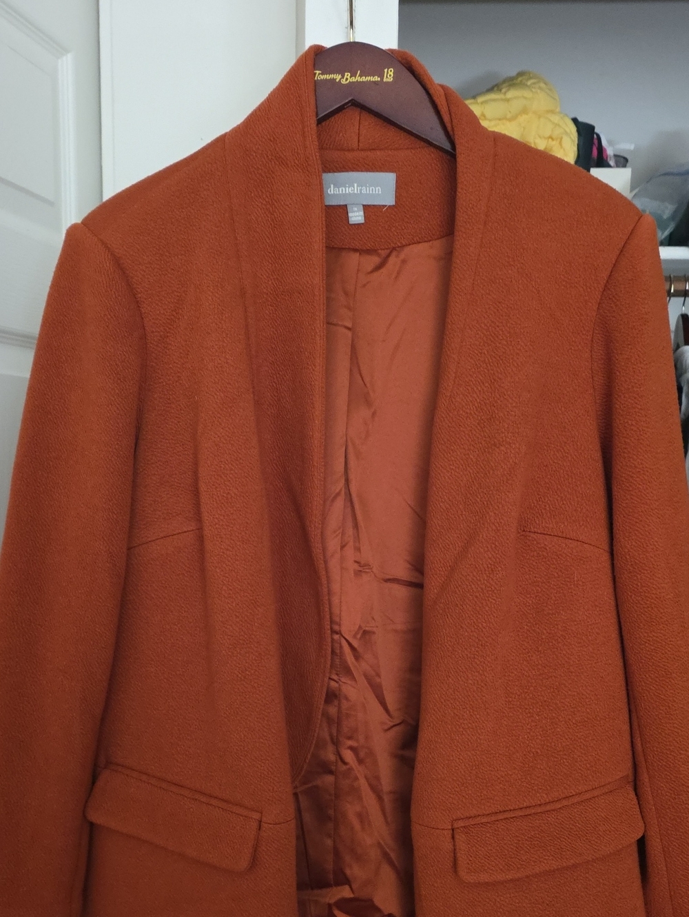 Daniel Rainn Rust Orange Open-Front Blazer Jacket